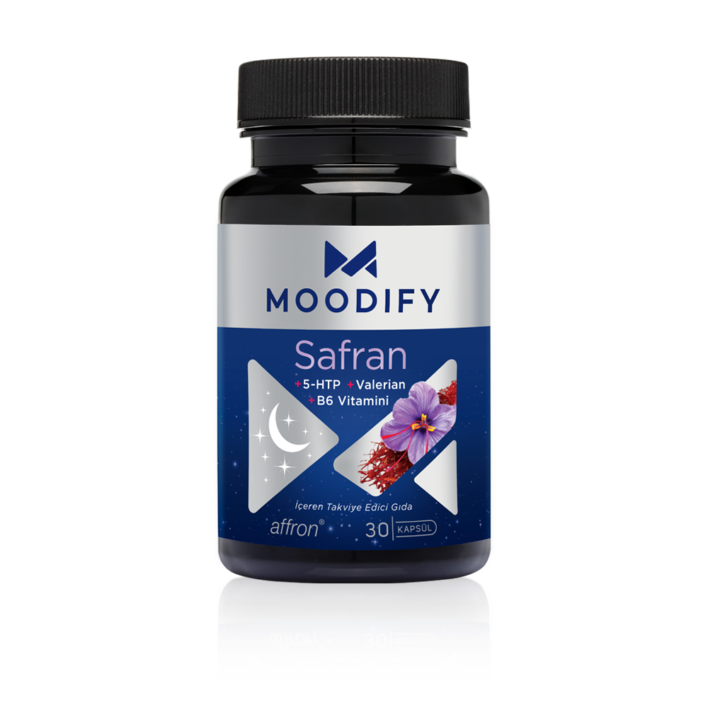 Moodify Safran, 5-HTP, Valerian, Vitamin B6 İçeren Takviye Edici Gıda