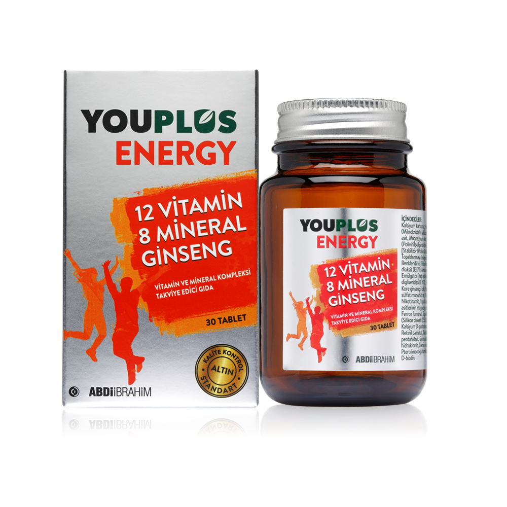 Youplus Energy 12 Vitamin ve 8 Mineral Kompleksi 30 Tablet