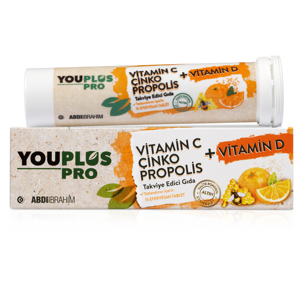 Youplus Pro C Vitamini D Vitamini Çinko Propolis Efervesan 15 Tablet